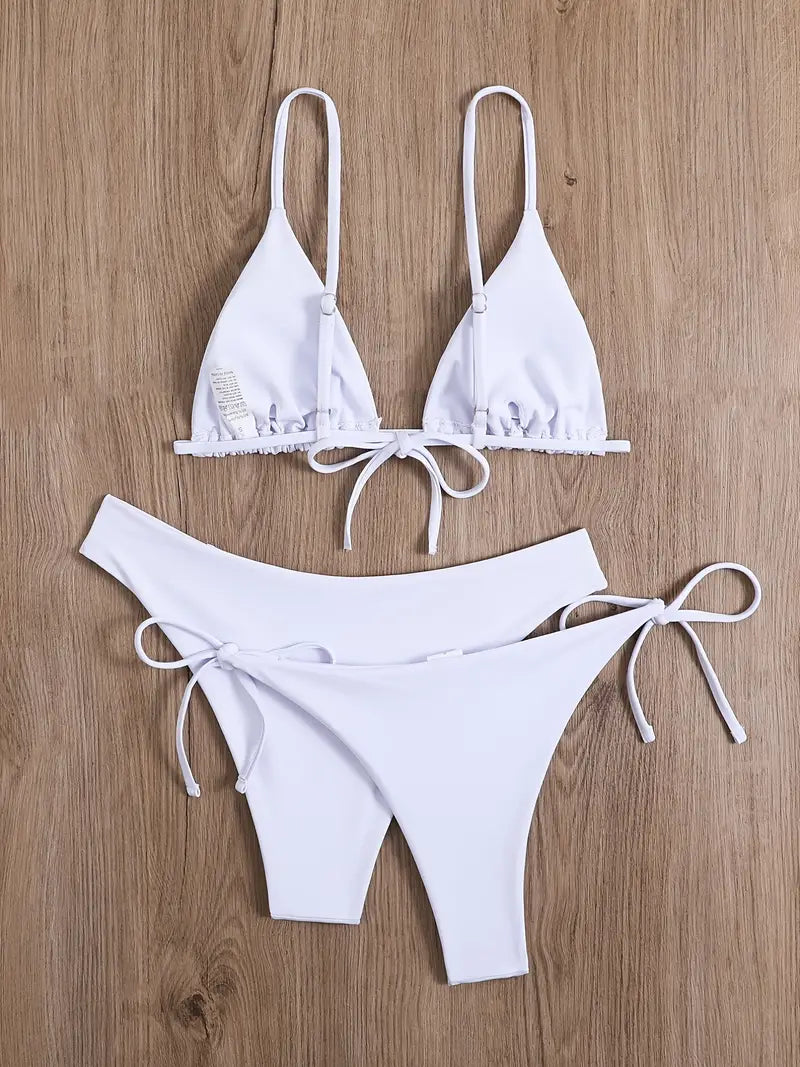 Solid Color 3 Piece Swimsuit