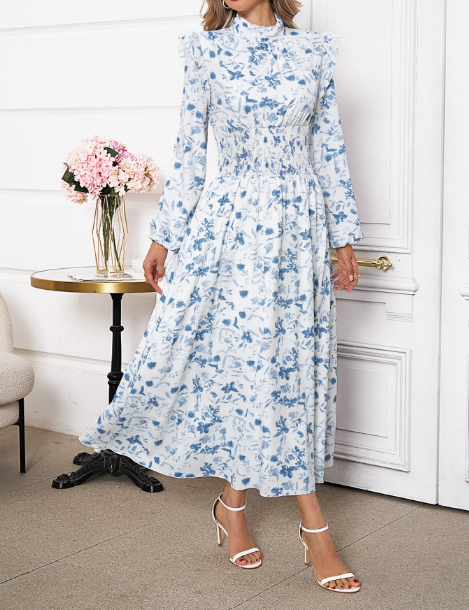 Stacey Floral Print Long Sleeve Dress